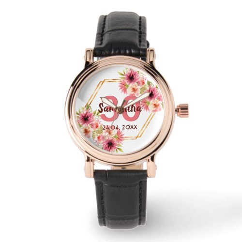 30th birthday party coral gold dahlia flowers watch