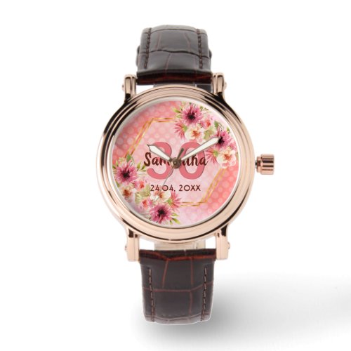 30th birthday party coral gold dahlia flowers watch