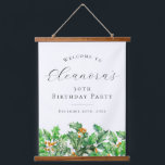 30th Birthday Party December Birth Flower Welcome Hanging Tapestry<br><div class="desc">Elegant winter watercolor green holly sprigs create a beautiful greenery border at the bottom of this birthday party welcome sign,  Holly is the December birth flower. A trendy font combination gives it a modern vibe. All of the text is editable.</div>