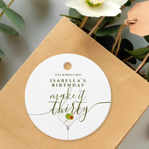 30th Birthday Party Dirty Martini Make It Thirty Favor Tags