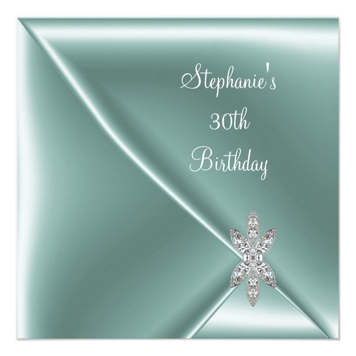 30th Birthday Party Elegant Mint Green Jewel Invitations