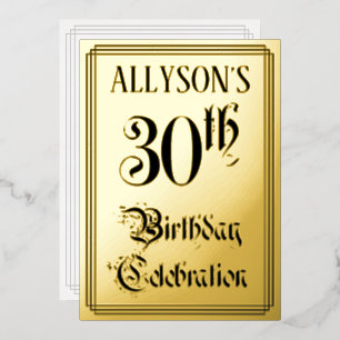 30th Birthday Party — Elegant Script + Custom Name Foil Invitation