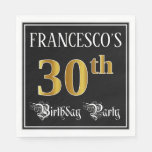[ Thumbnail: 30th Birthday Party — Fancy Script, Faux Gold Look Napkins ]