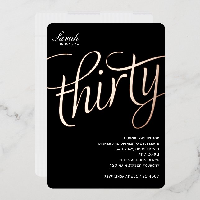 30th Birthday Party Foil Invitation (Envelope)