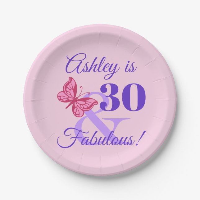 30th Birthday Party For Women Paper Plates (Front)