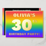 [ Thumbnail: 30th Birthday Party: Fun, Colorful Rainbow Pattern Invitation ]