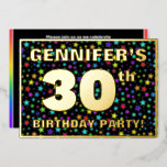 [ Thumbnail: 30th Birthday Party — Fun, Colorful Stars Pattern Invitation ]