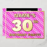 [ Thumbnail: 30th Birthday Party — Fun Pink Hearts and Stripes Invitation ]