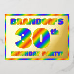 [ Thumbnail: 30th Birthday Party — Fun, Rainbow Spectrum “30” Invitation ]