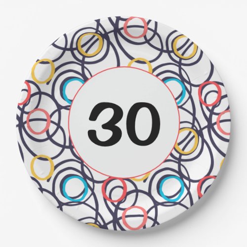 30th Birthday Party Funky Doodles Paper Plates