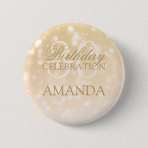 30th Birthday Party Gold Bokeh Sparkle Lights Pinback Button