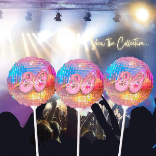 30th Birthday Party Gold Pink Glitter Disco Ball Balloon