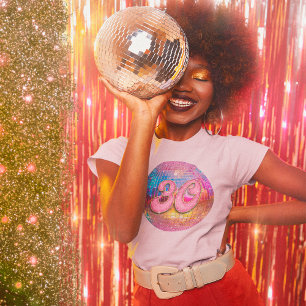 30th Birthday Party Gold Pink Glitter Disco Ball T-Shirt