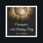 30th Birthday Party Gold Sparkle Disco Ball Napkins<br><div class="desc">30th Birthday Party Gold Disco Ball Party Napkins. These Gold and Black Sparkle Disco Ball Thirtieth Birthday Party Napkins are perfect for a modern 70's themed turning 30 Gold Birthday Disco Dance Party. Please contact the designer for matching customized items.</div>