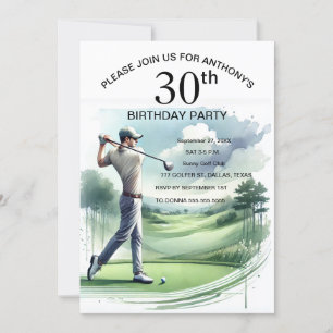 30th Birthday Party Golfer Adult Par Sports Golf Invitation