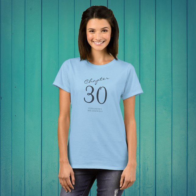 30th Birthday Party Grey Script Blue T-Shirt (Creator Uploaded)