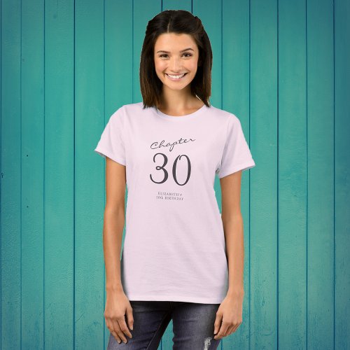 30th Birthday Party Grey Script Pink T_Shirt