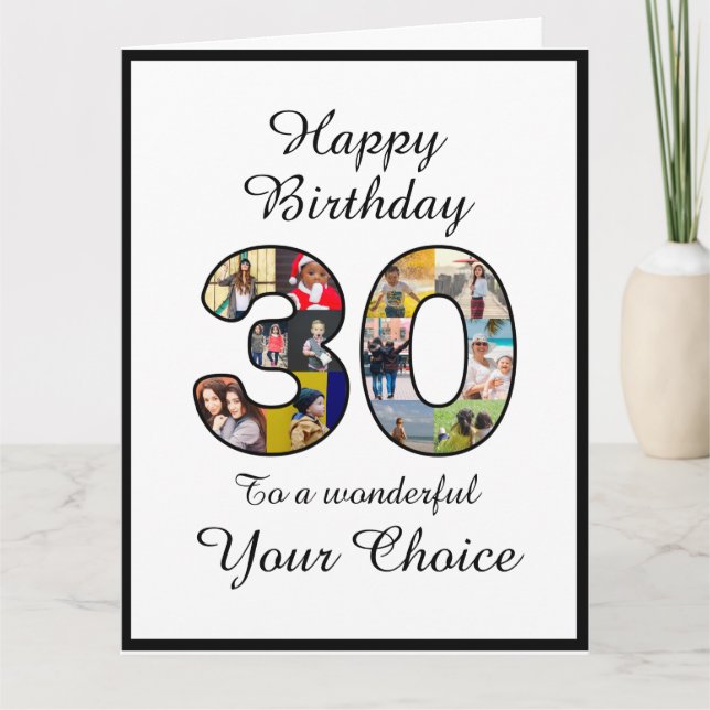 30th Birthday Party Happy 30 Photo Text Template (Front)