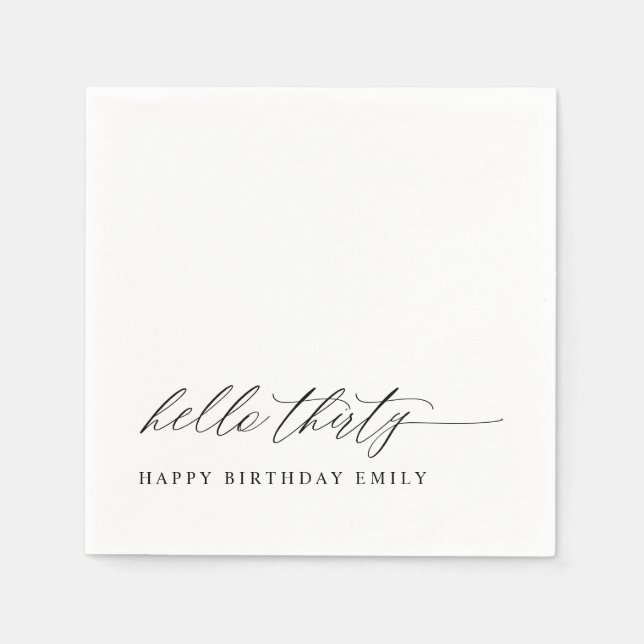 30th Birthday Party Hello 30 Modern Milestone Napkins (Front)