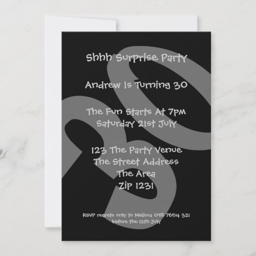 30th Birthday Party Personalized Invitation
