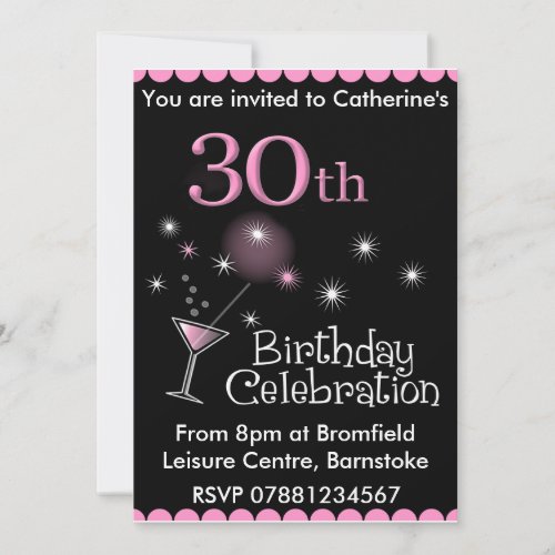 30th Birthday Party Invitation - Cocktail Glass