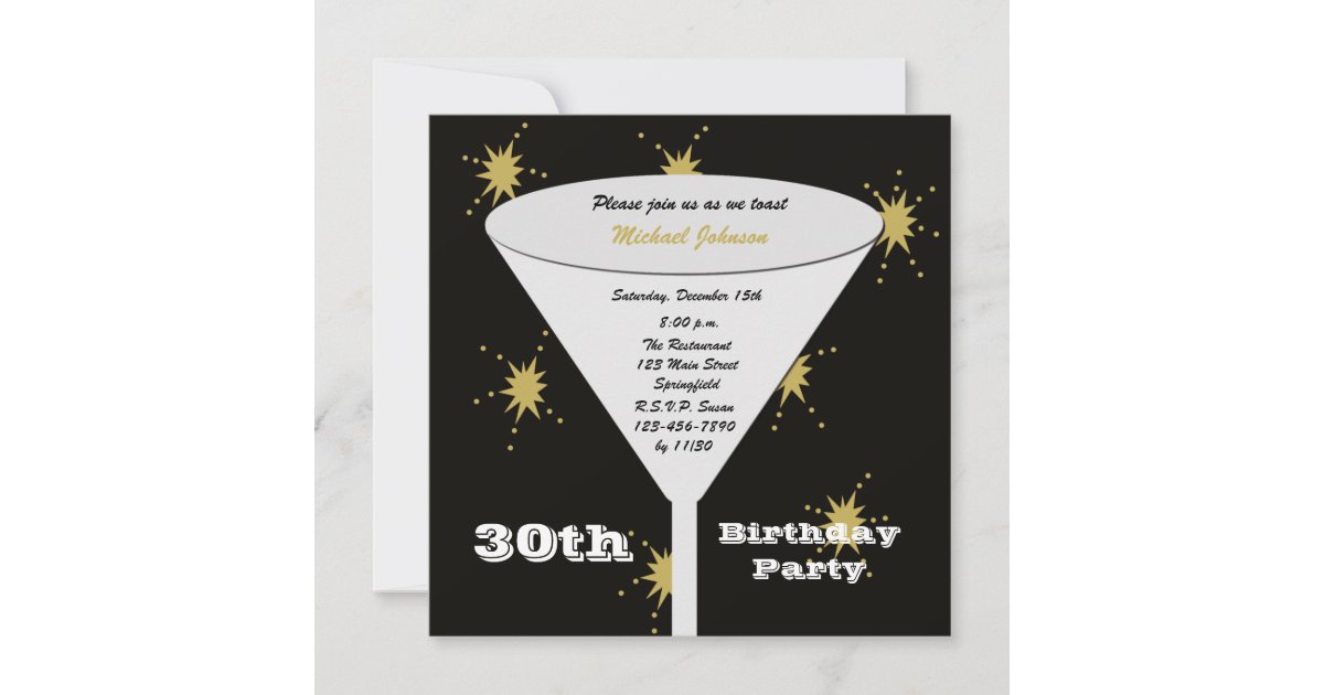 30th Birthday Party Invitation Gold 30th Toast Zazzle 2442