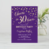 30th Birthday Party Invitation - Purple Gold (Standing Front)