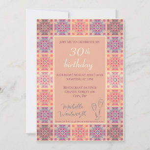 30th Birthday party invitation tiles pattern