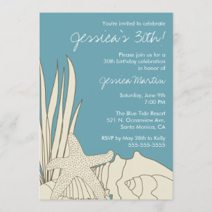 30th Birthday Party Invitation with Beach Theme