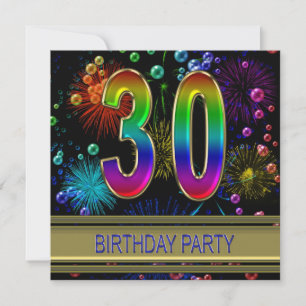 30th Birthday party Invitation with bubbles