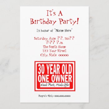 30th Birthday Party Invitations by FunnyFetish at Zazzle