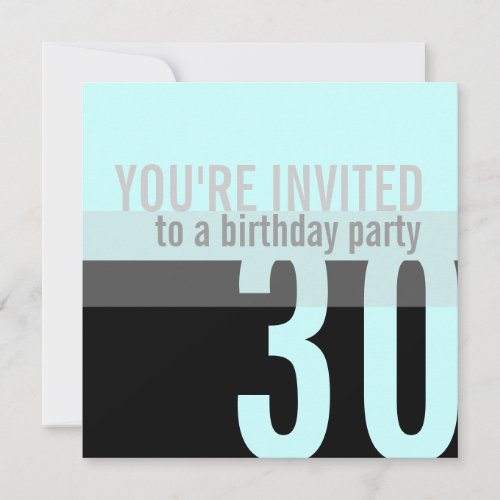 30th Birthday Party Invitations {Light Teal}