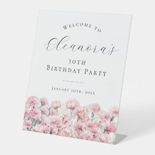 30th Birthday Party January Birth Flower Welcome Pedestal Sign
