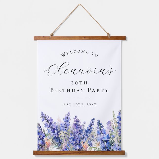 30th Birthday Party July Birth Flower Welcome Hanging Tapestry (Front)