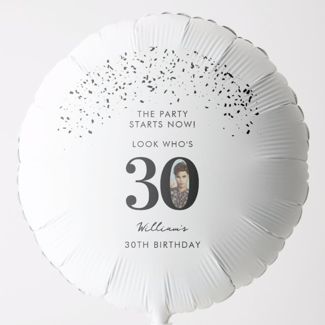 30th Birthday Party Look Who's 30 Modern Photo  Balloon (Front)
