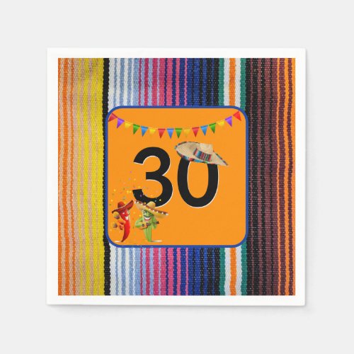 30th Birthday Party Mexican Design Napkins