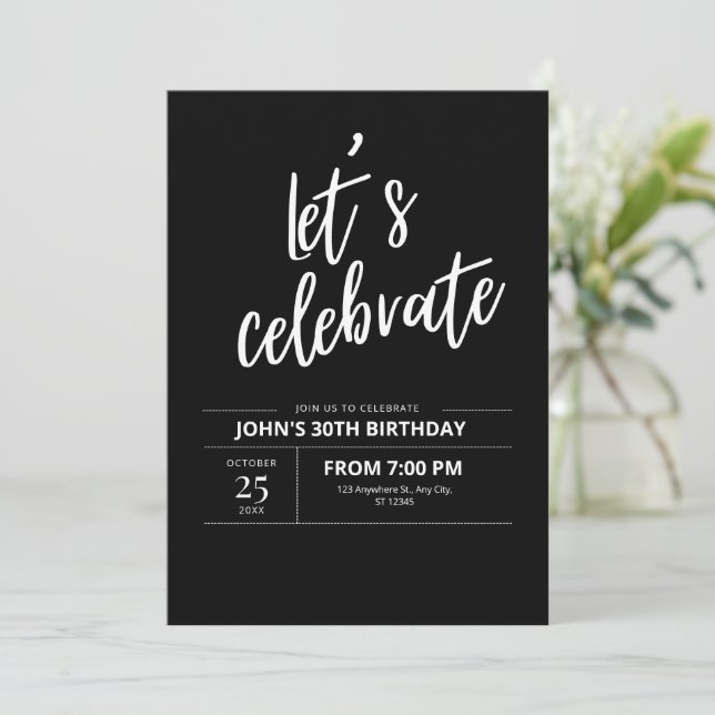  30th Birthday Party Minimalist Adult Birthday Invitation (Standing Front)