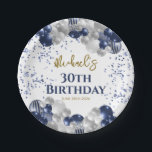 30th Birthday Party Navy Balloons Paper Plates<br><div class="desc">A gorgeous 30th birthday party or celebration paper plate. This fabulous navy blue and silver balloons design is the perfect tableware to decorate your table for a 30th celebration or thirtieth birthday party.</div>