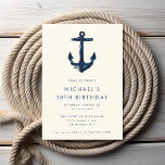 30th Birthday Party Navy Blue Nautical Anchor Invitation<br><div class="desc">30th Birthday Party Modern Elegant Navy Blue Nautical Anchor Invitation</div>