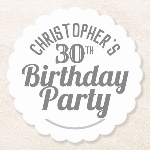 30th Birthday Party Paper Coaster