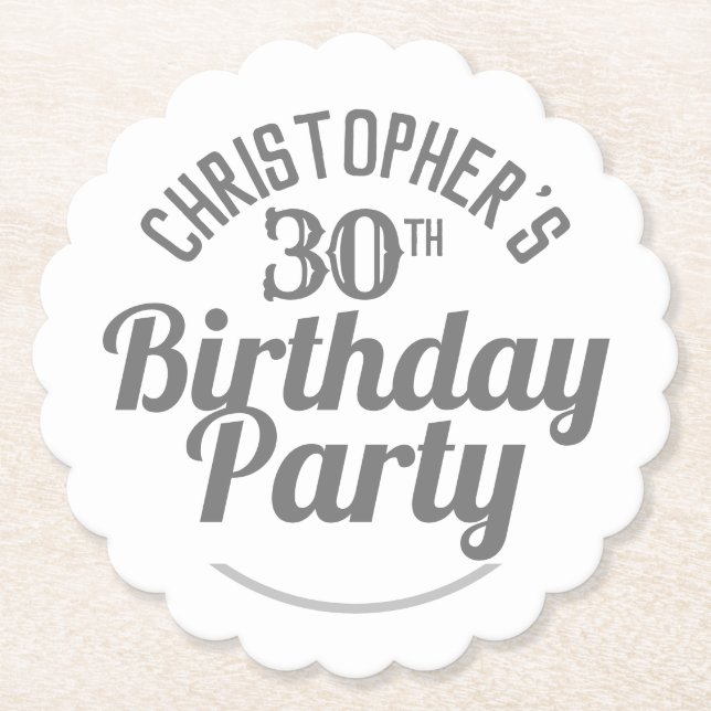 30th Birthday Party Paper Coaster (Front)