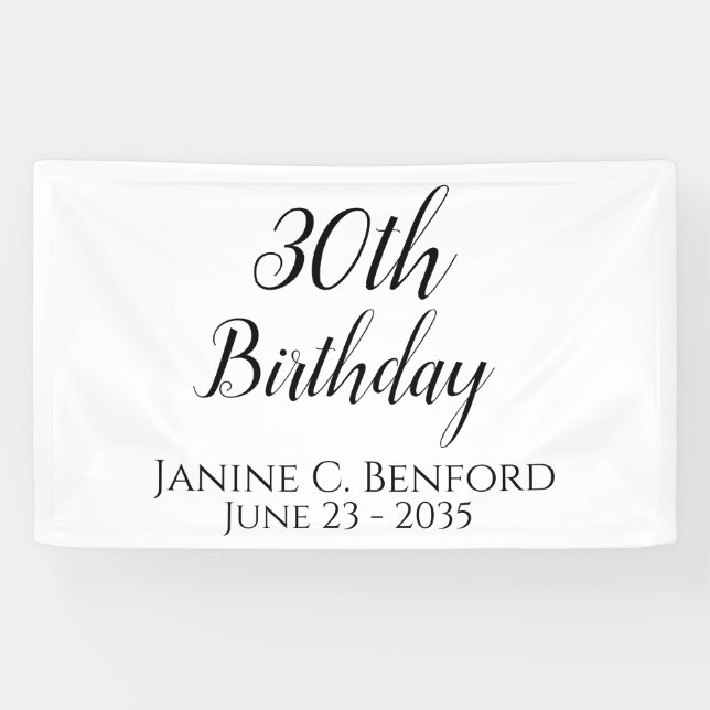 30th Birthday Party Personalized Banner (Horizontal)