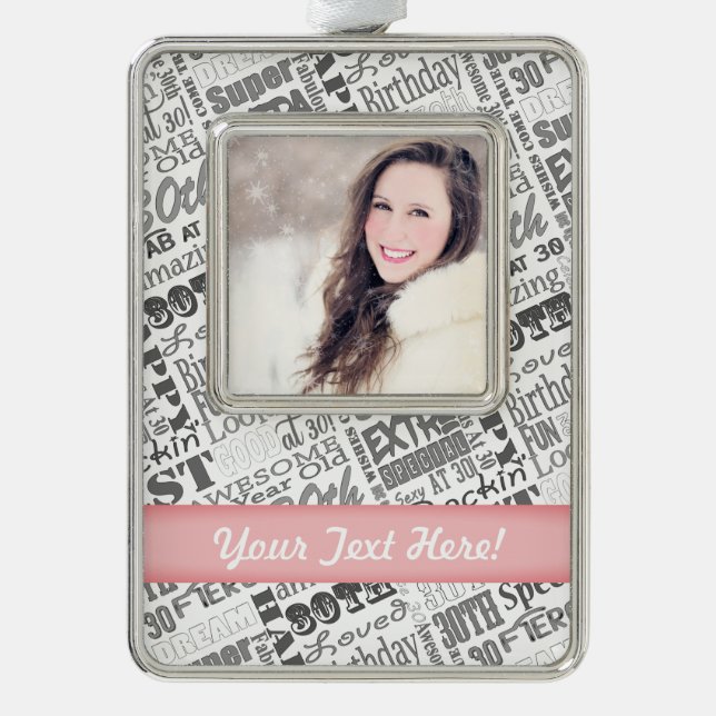 30th Birthday Party Personalized Gifts Silver Plated Framed Ornament (Front)