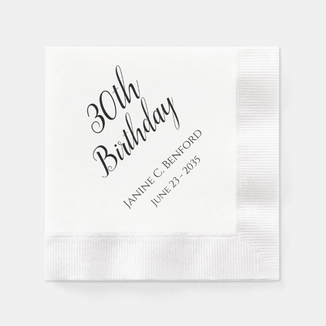 30th Birthday Party Personalized Napkins (Front)
