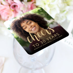 30th Birthday Party Photo Cheers Square Paper Coaster