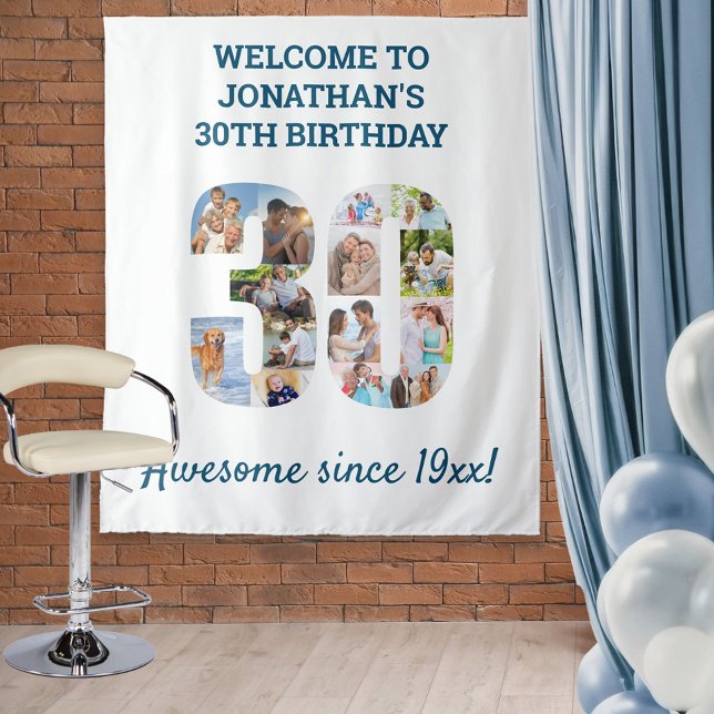 30th Birthday Party Photo Collage Backdrop (Creator Uploaded)