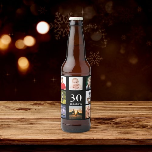 30th birthday party photo collage guy black beer bottle label