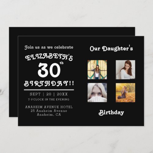 30th Birthday Party Photo Easy Edit Invitation