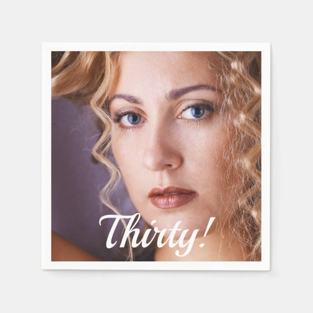 30th birthday party photo script woman napkins (Front)