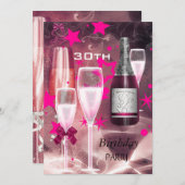 30th Birthday Party Pink Champagne 30 Invitation (Front/Back)
